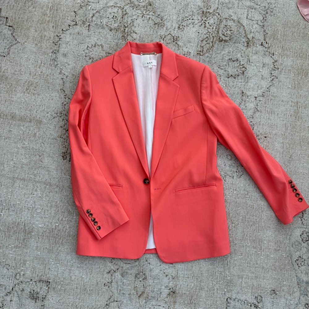 ALC Coral-Red Single-Button Blazer